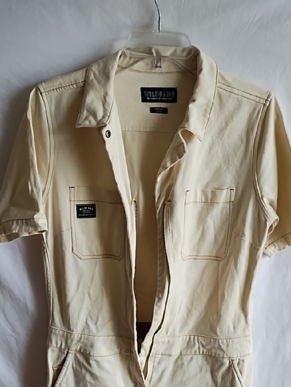 wild fang Cream Short-Sleeve Utility Jumpsuit Romper - Picture 6 of 7